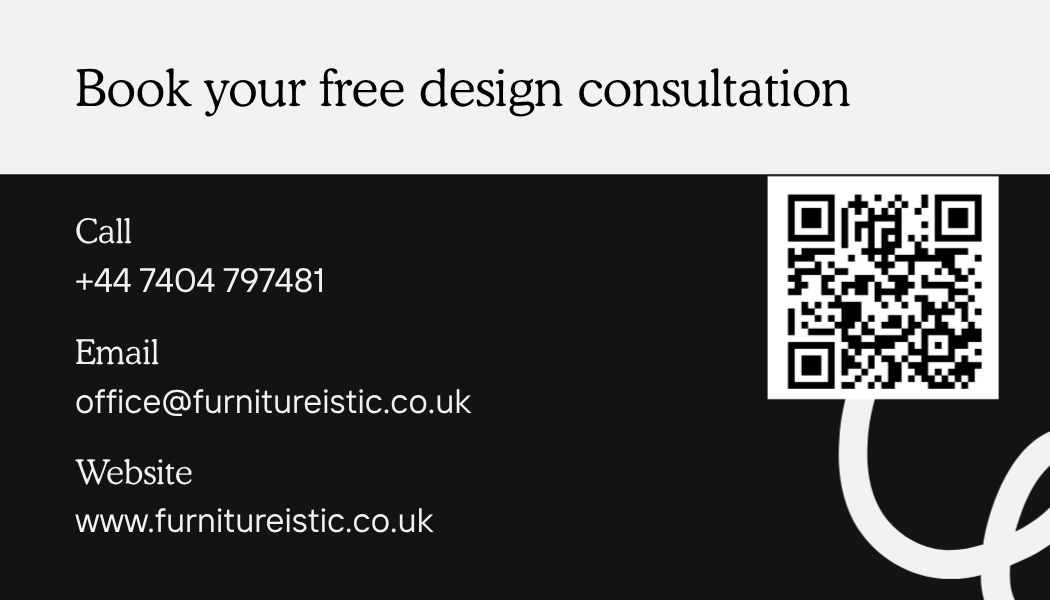 Card contact Furnitureistic pentru consultanta design mobilier bespoke in UK