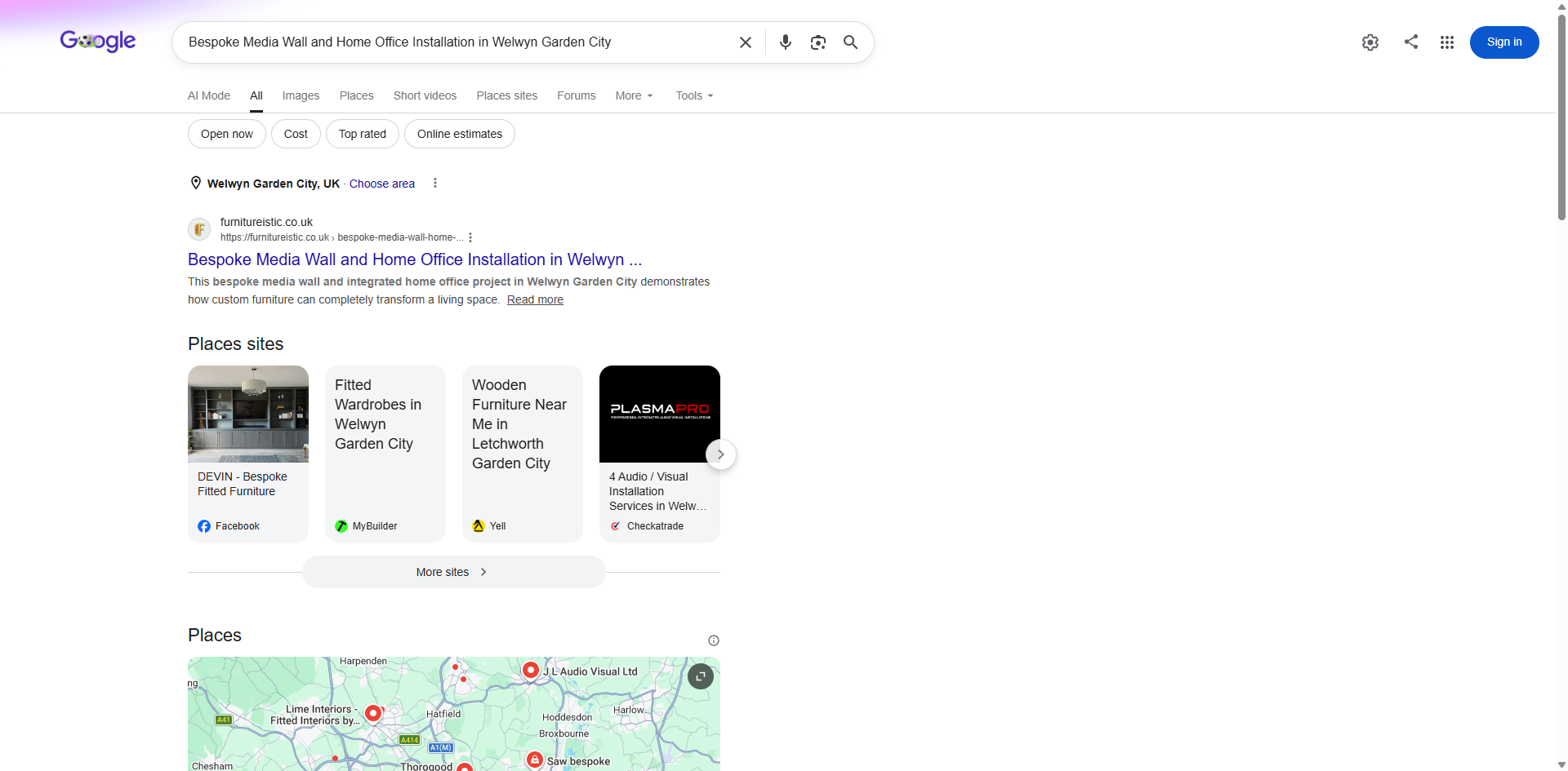 Google proof Furnitureistic media wall home office Welwyn Garden City